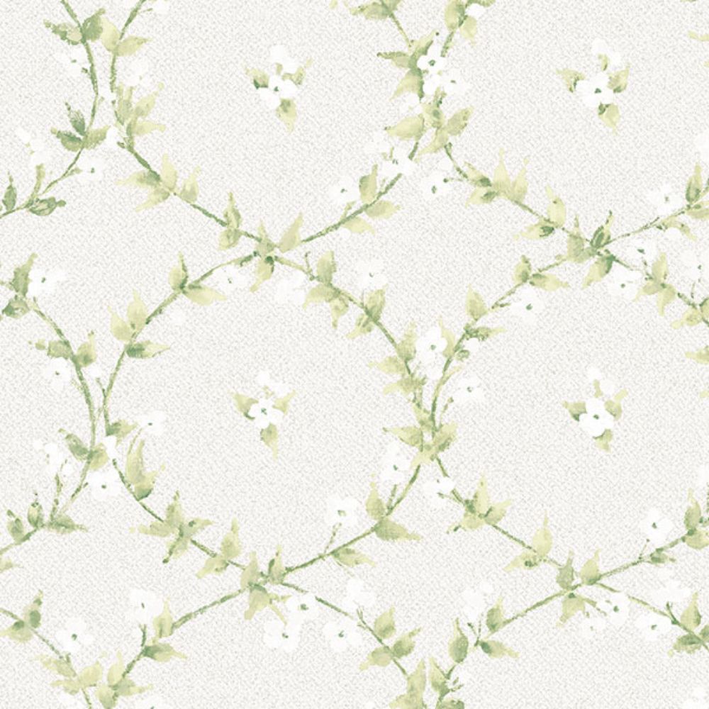 Patton Wallcoverings AF37746 Flourish (Abby Rose 4) Floral Laurel Wallpaper in Greens and Greys 